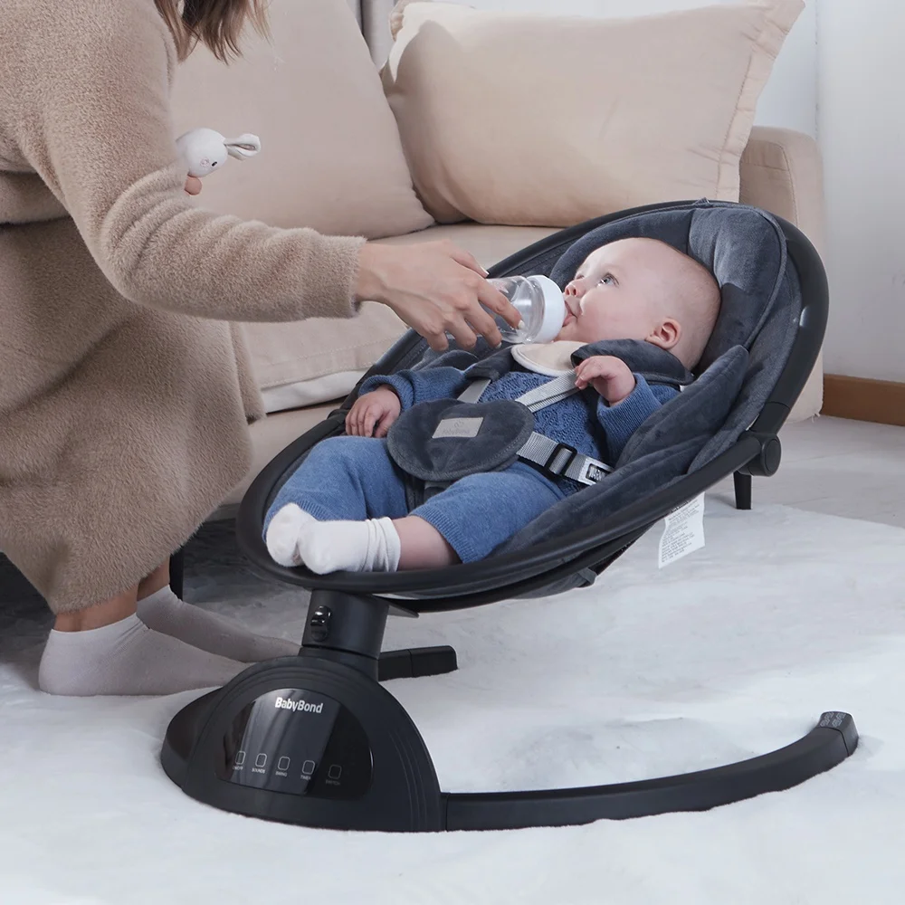 2023 OEM new baby electric Rocking Chair with mosquito net toy rack Foldable baby rocking chair baby sleeping bed wholesale