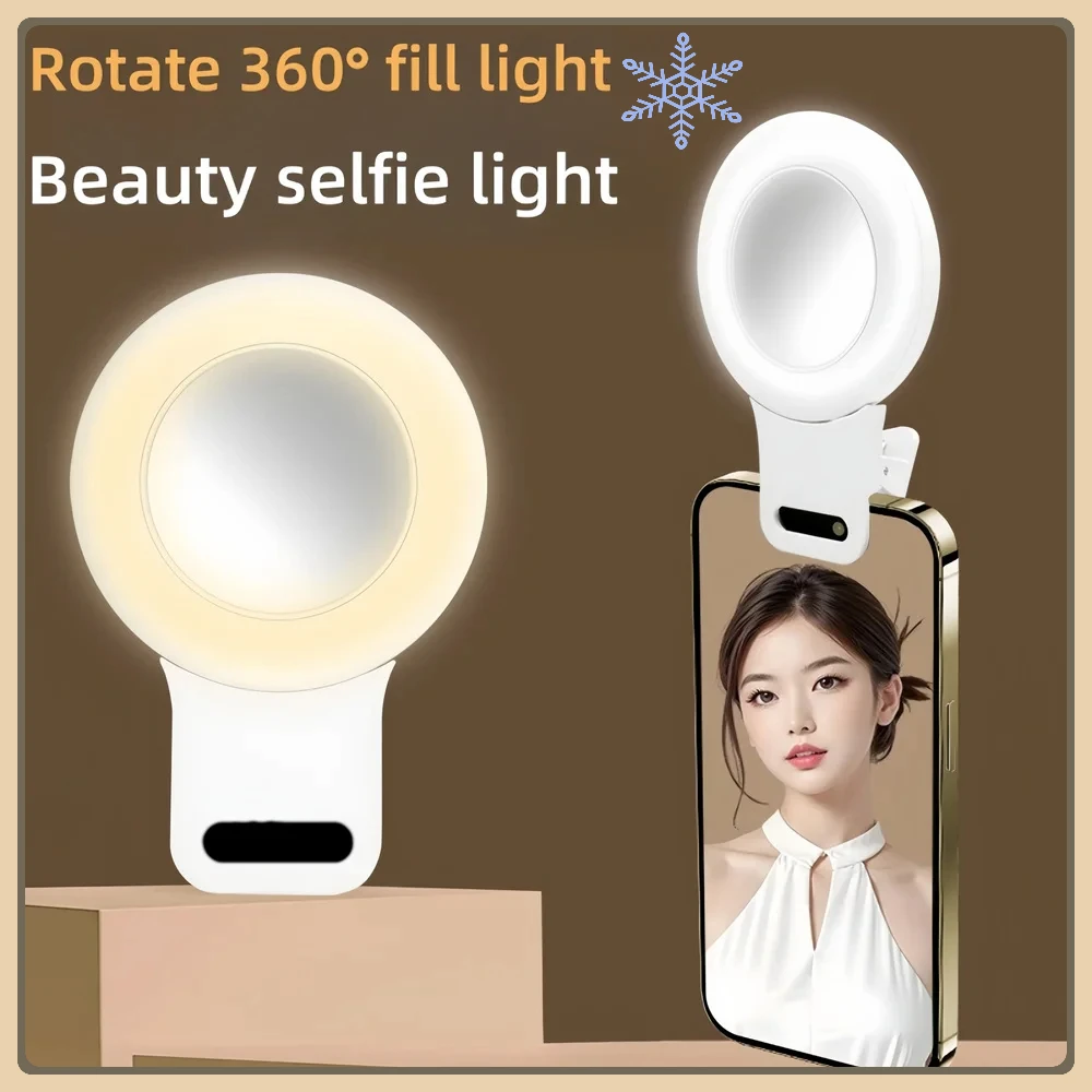 3 Levels LED Selfie Ring Light Clip Fill Light Universal Mobile Phone Portable Mini Durable Practical Dimming Circle Photography