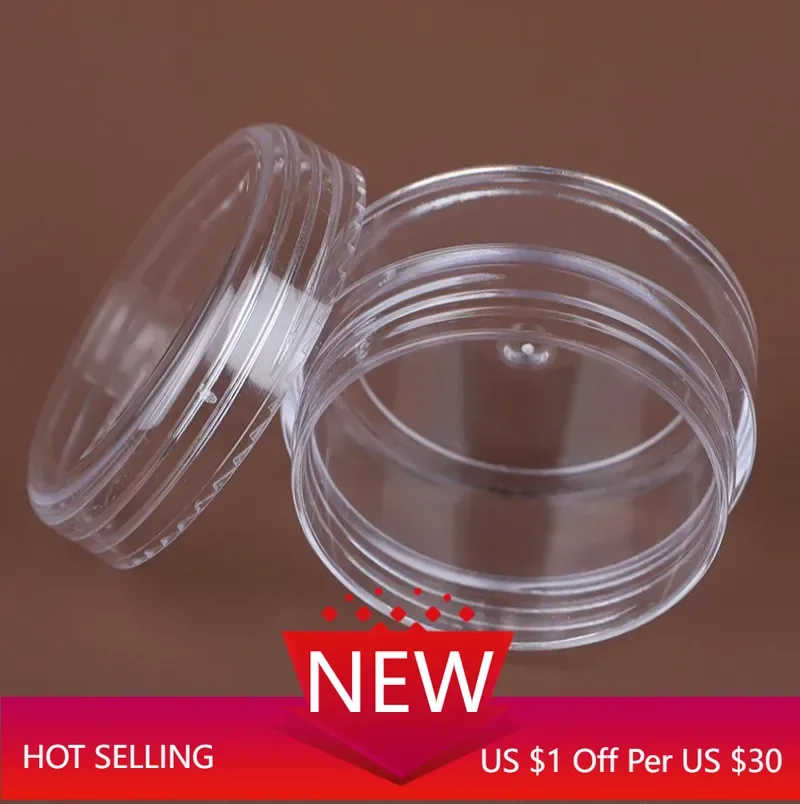 50pcs 20g 15g 10g 5g 3g Empty Plastic Cosmetic Makeup Jar Pots Transparent Sample Bottles Eyeshadow Cream Lip Balm Container