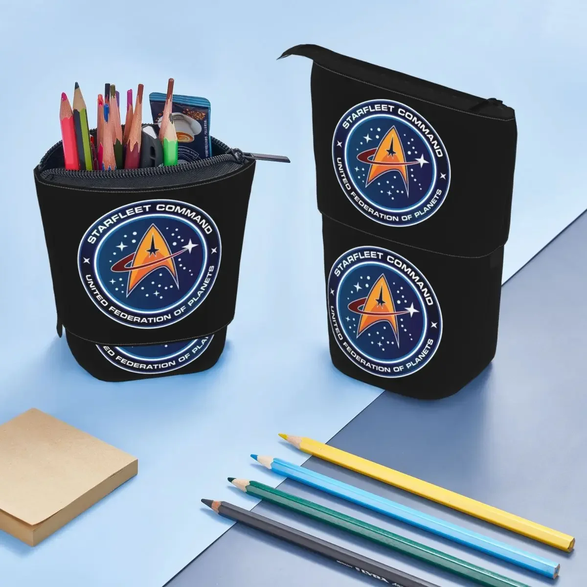 Y2k Stars Treks Starfleet Commend Reversibles Federmäppchen für Schüler, Schule, Stiftbox, Bleistiftbeutel, Schreibwaren, Stifthalter, Tasche