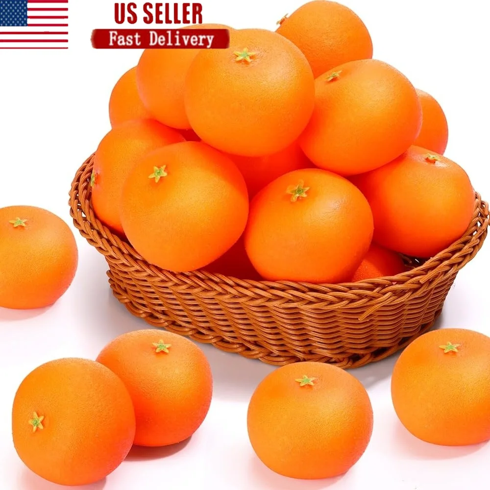 

24 Pcs Fake Oranges Artificial Fruits Decoration Realistic Mini Faux Oranges Home Kitchen Table Centerpiece Party Decor