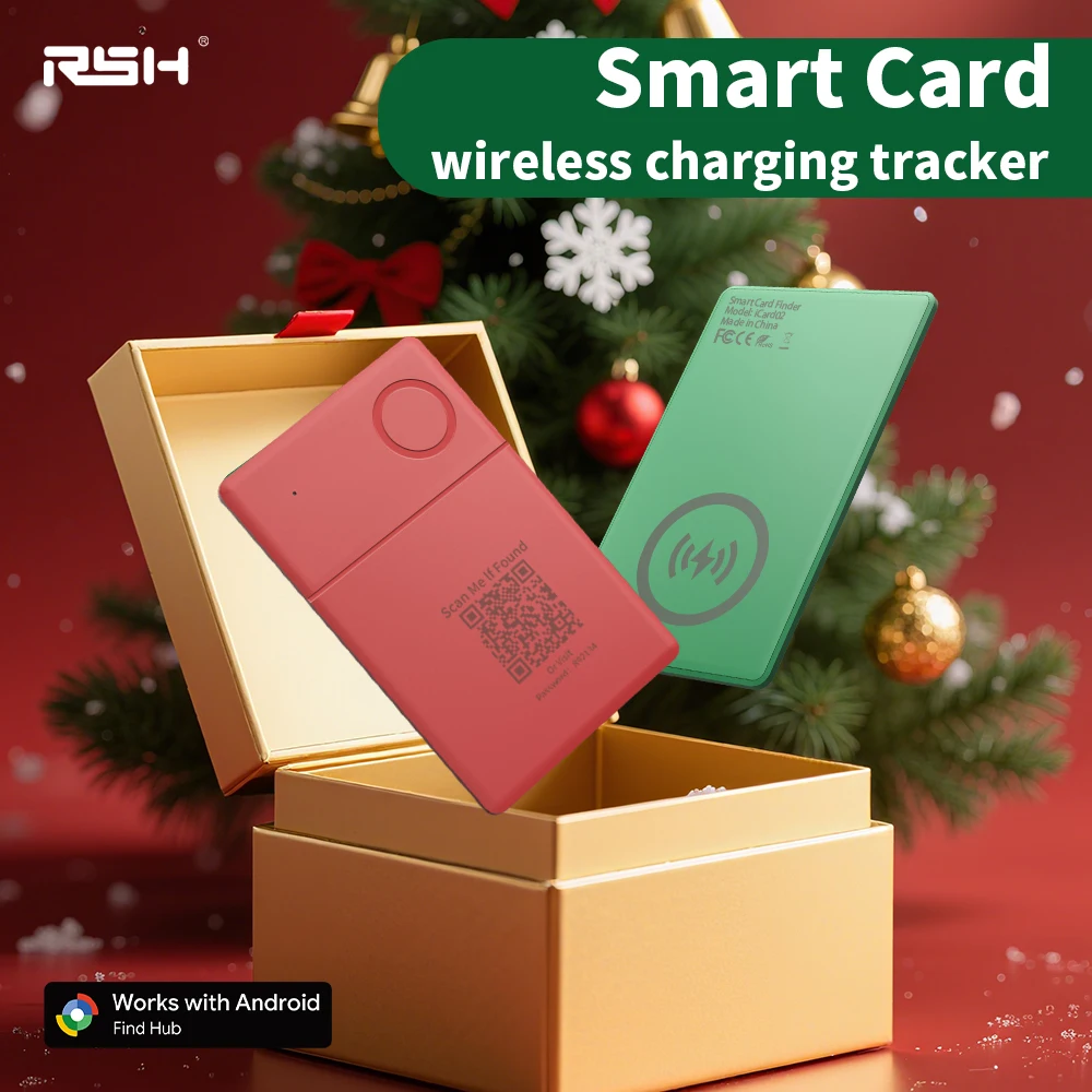 

RSH QR Code Christmas Gift style Tracking Card Wallet Toy Work With Google Find Hub Wireless Charging Smartcard Anti-lost Items