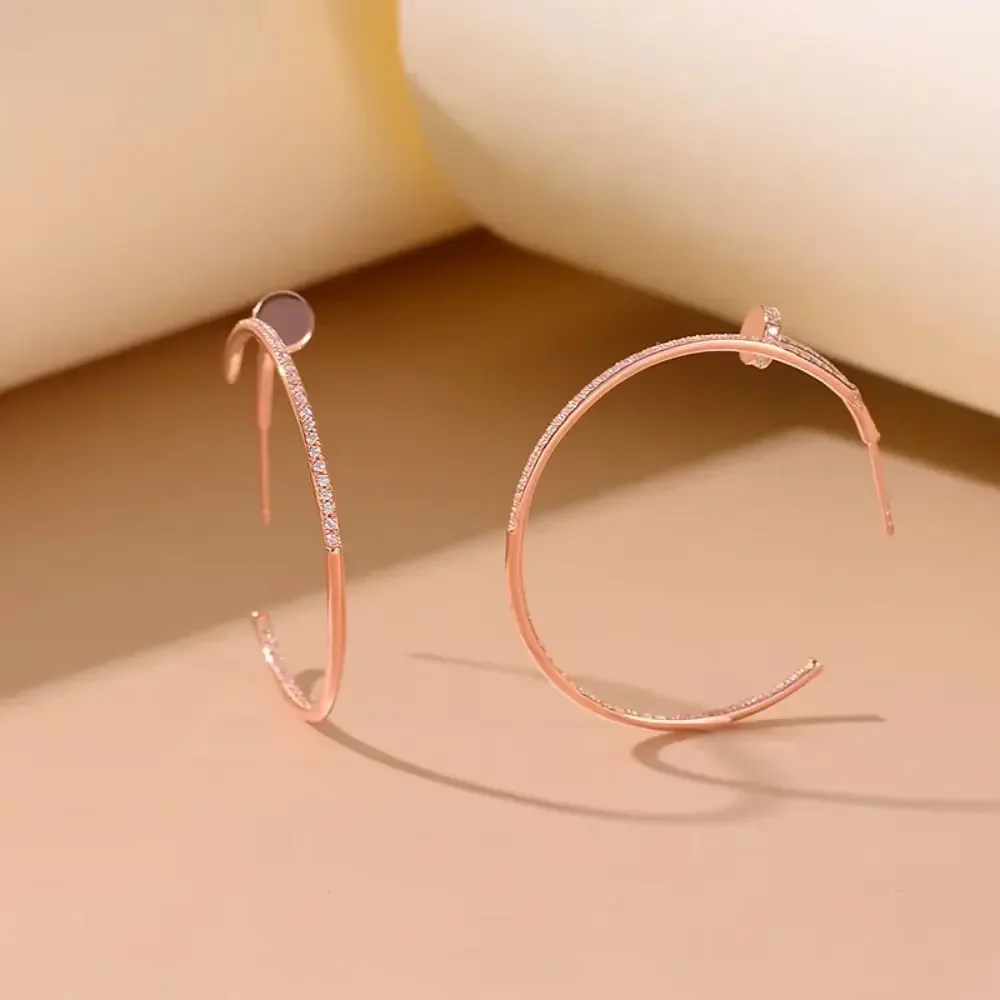 

2025 New Moissanite Earrings 18K White Gold Plated Real 925 Sterling Silver Hoop Earrings for Women D Color VVS1 Fine Jewelry