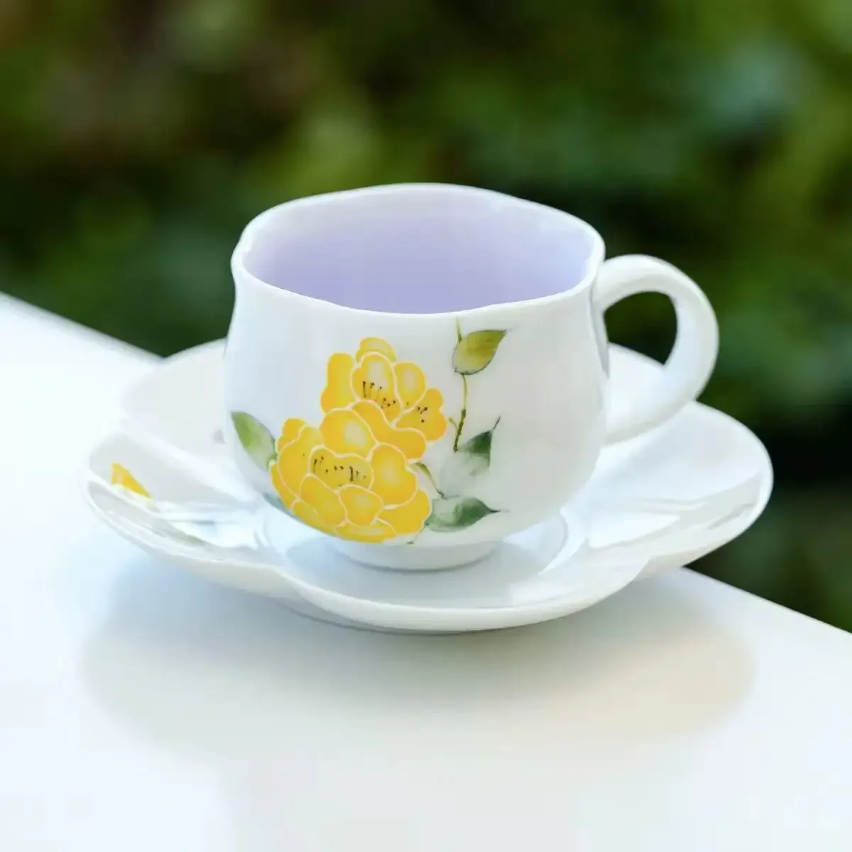 Underglazed Colored Flowers Bloom Coffee Cup Women's Personal Special Ceramic Latte Cup Saucer Exquisite Afternoon Tea TeaSet