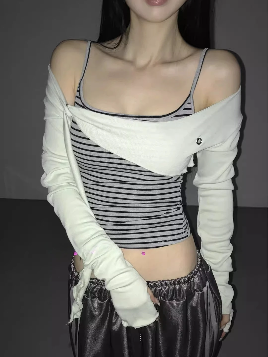 Solid Thin Lace Up Short Design Cardigan Fashion Sweet Fresh Slim Knit Fungus Full Femme Shawl All-match Simple Soft New Smock