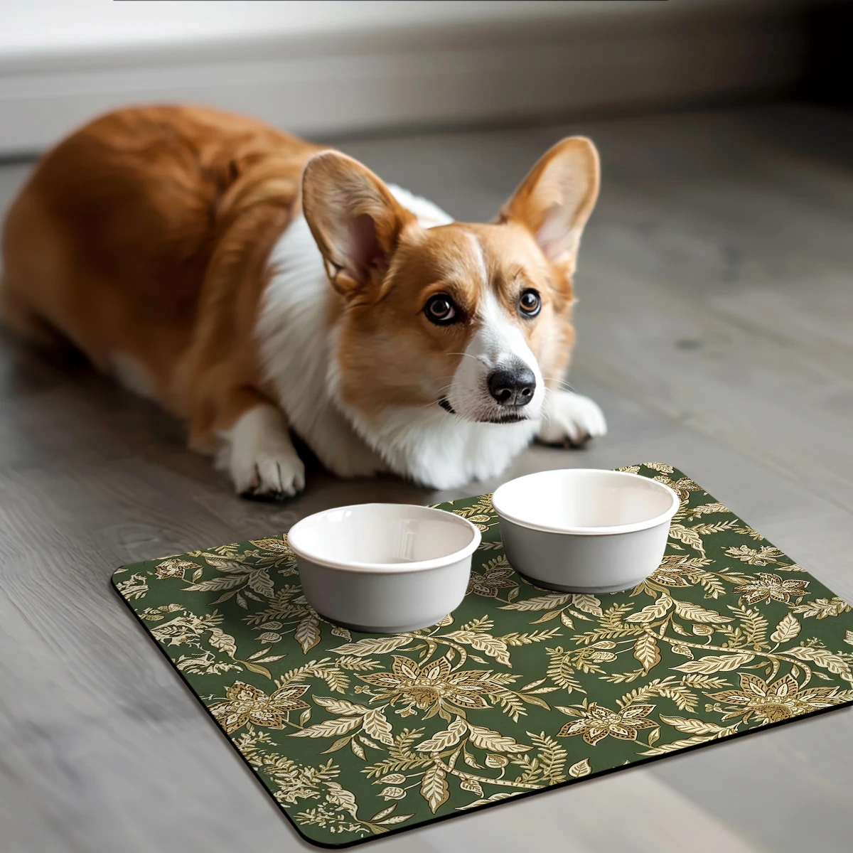 Vibrant Tropical Flower & Leaf Pattern Polyester Absorbent Mat - Decorative Mat for Home Kitchen, Stylish Indoor Floor Mat