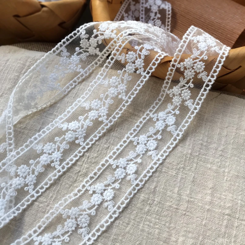 Embroidery Milk White Cotton Mesh Lace Item, Handmade DIY Garment Clothing, Needlework Sewing Accessories, 19Yards, 3.5cm, 499