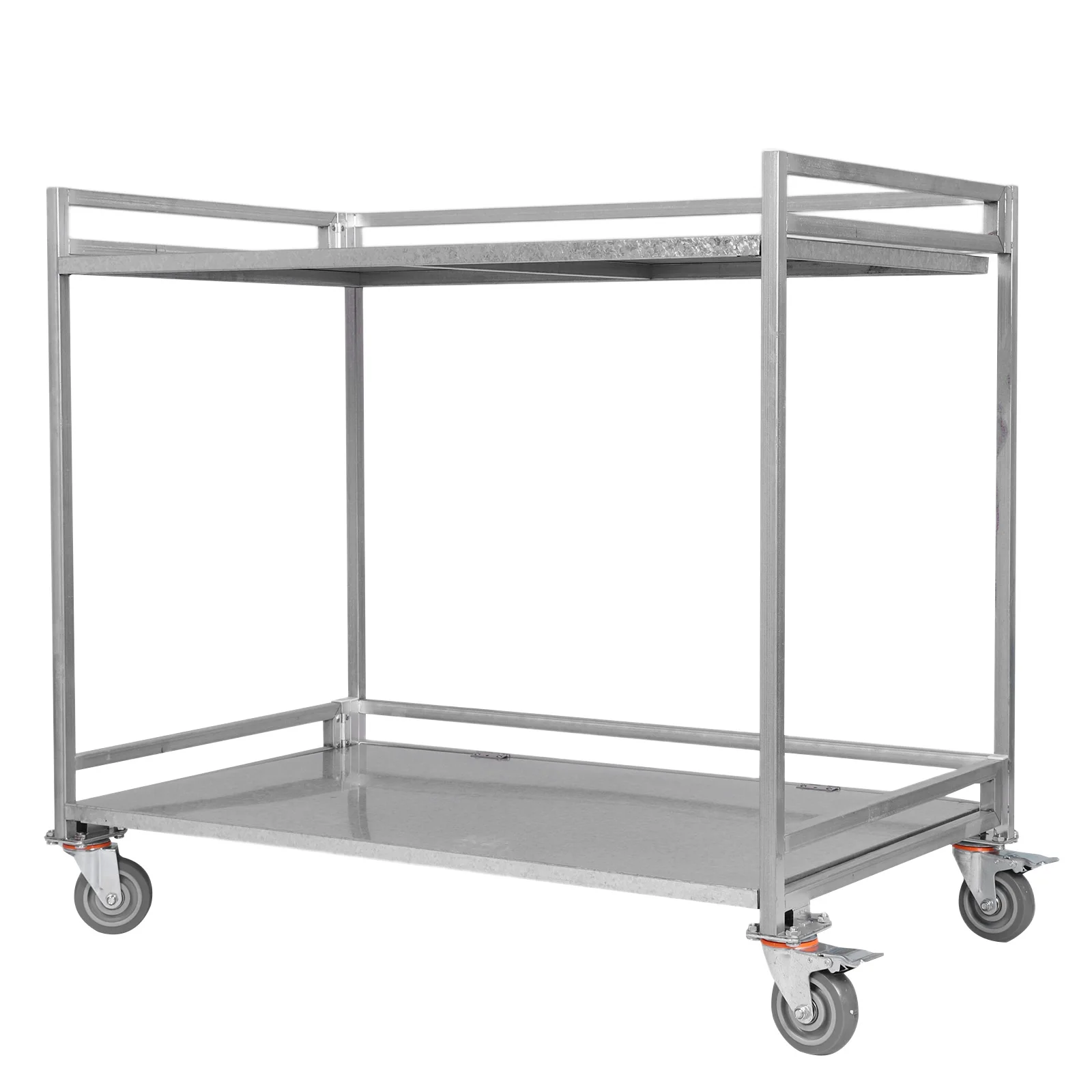 

2-Shelf Utility/Service Cart Commercial Grade Metal Cart with Wheels 660lbs Capacity with Handle for Groceries Warehouse