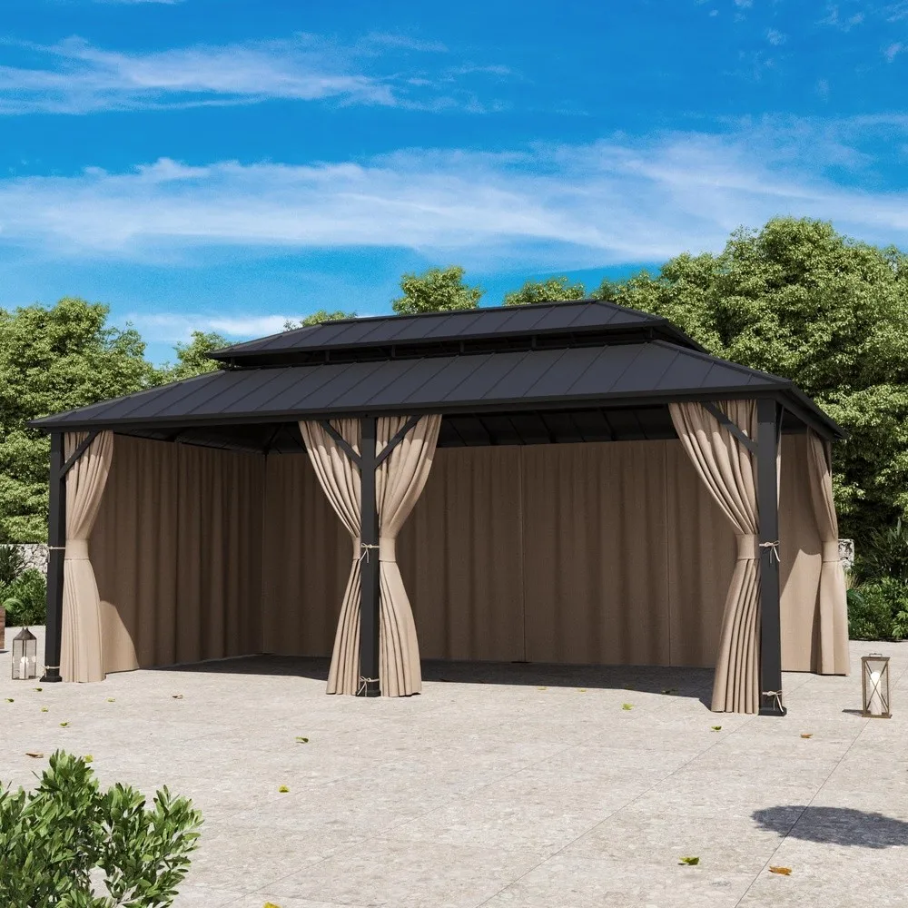 Modern Shade Yard Dyed Gazebo Curtains Replacement Universal 6 Panel Sidewalls 12' x 20' Outdoor Gazebo Privacy