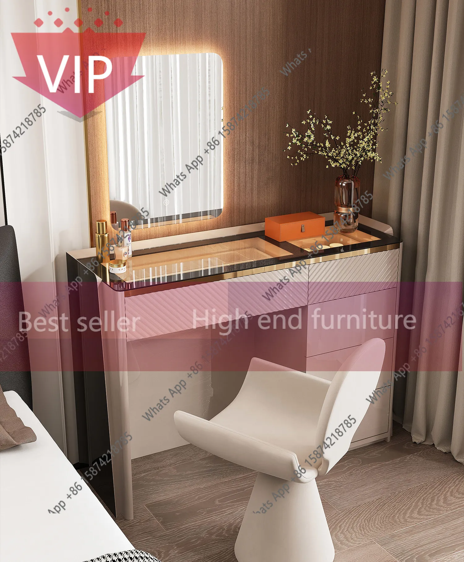 

Итальянский туалетный столик ZL класса люкс, новый, для главной спальни, высококачественный, современный, простой, прикроватная тумбочка для украшений