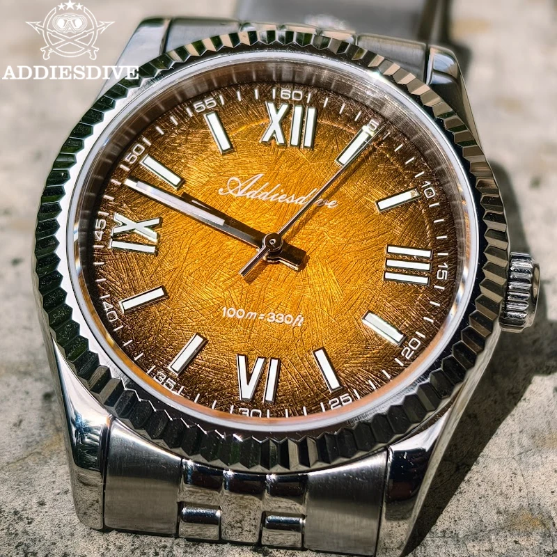 ADDIESDIVE Watches Men Sapphire Glass 36mm VH31 Quartz Wristwatch 100m Waterproof Dving Super Luminous Business Dress Watches