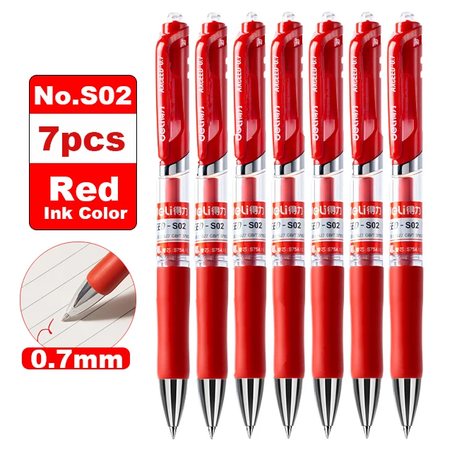 Deli 0.7Mm Gel Pen Set Intrekbare Pers Bullet Signature Balpennen Zwart Voor Schoolkantoor Schrijven Promotie Stationer