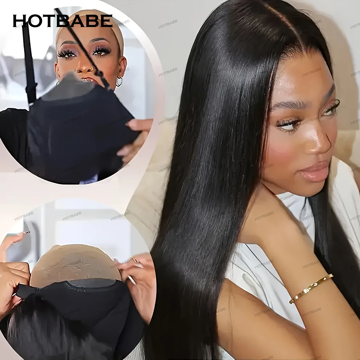 

400% Density Glueless Wigs Human Hair Bone Straight 13x6 HD Lace Frontal Wigs Preplucked Wig for Women 360 HD Lace Frontal Wigs