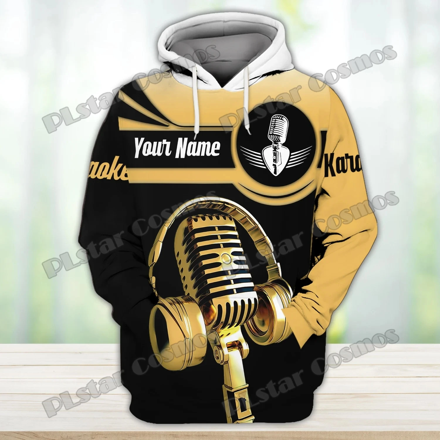 Karaoke Pattern Yellow Custom Name 3D Printed Fashion Men's Hoodies & Sweatshirt Autumn Unisex Casual Zipper Hoodie TDD226