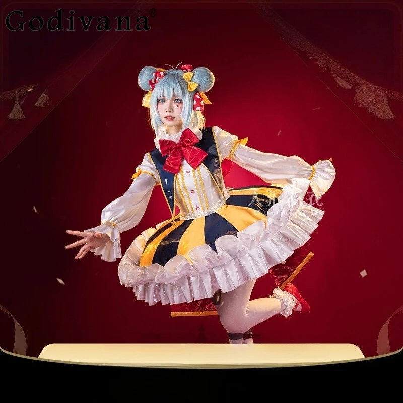 Miku تأثيري ملابس الفتيات أنيمي لعبة تأثيري حلي المتضخم اللعب زي مجموعة كاملة حفلة الهالوين الزي بطل كوس