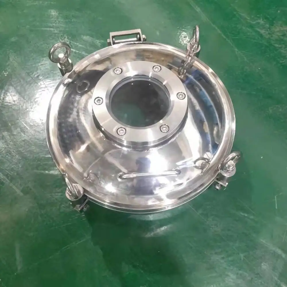 304 Stainless Steel Manhole Sanitary Mirror Manhole Pressure Reaction Kettle with Cover Observation Window Sight Glass