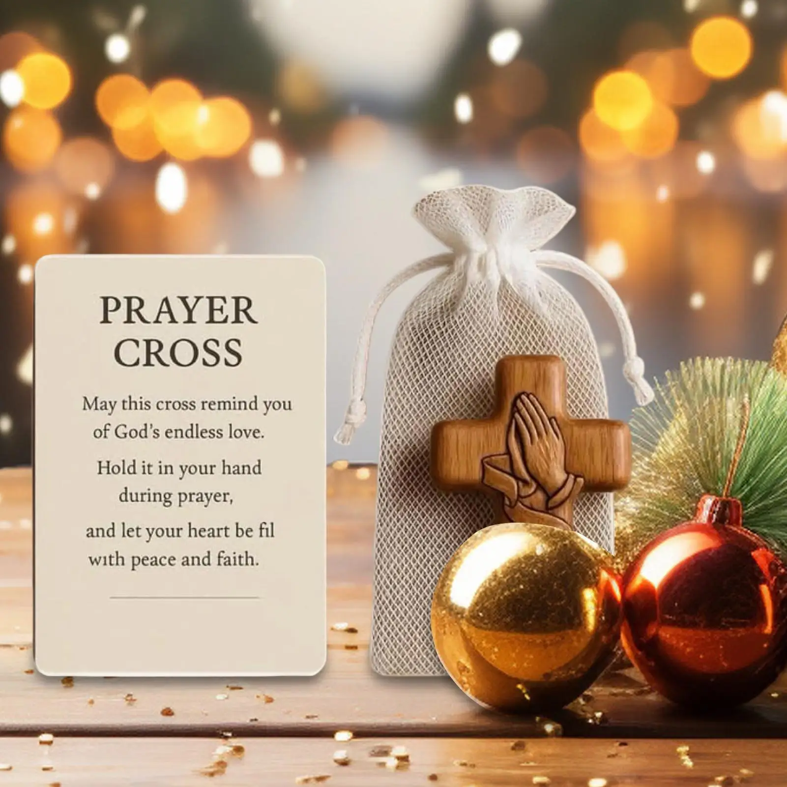 Portable Wooden Prayer Cross Gift Quietly Embracing Faith An Inspiring Decoration Handmade Wooden Crucifix