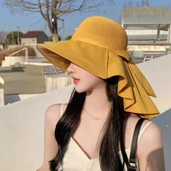 Summer hat for women travel sun protection sombreros para mujer para el sol mesh breathable shawl face protection sun hat