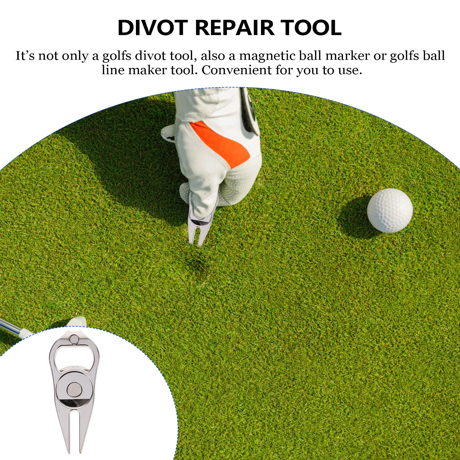

1pc Metal Golfs Tool Golfs Device Zinc Alloy Rustproof Ball Marker Repair Fork Training Device For Golfers