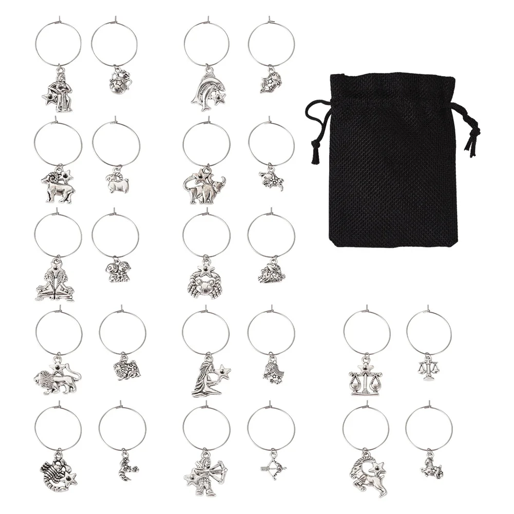 

12 Constellations Wine Glass Charms Delicate Wine Cup Tags Wine Cup Markers for House Party Table Decor Earrings Jewelry Making