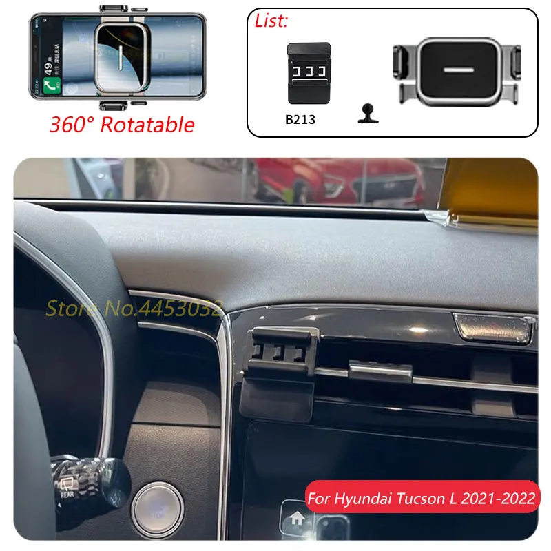 1 Suit Car Phone Holder For Hyundai Tucson L 2021-2022 Air Outlet Rotatable Stand Mount One-handed operation Bracket Accessories