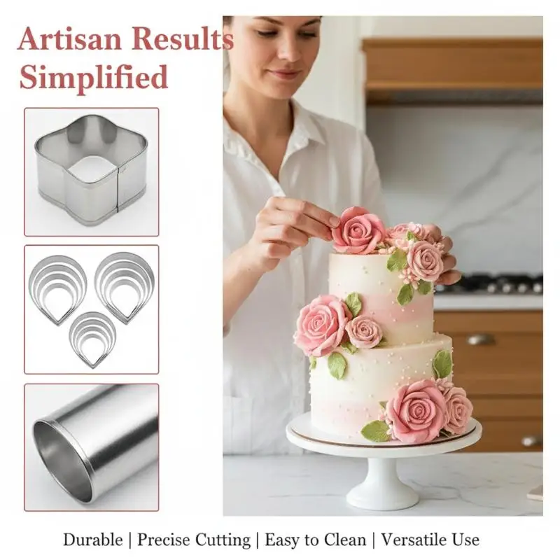 Peony Veiner Silicone Mold 5/7Pcs Fondant Flower Cutter Set for Cake Decorating Soft Flexible Moulds for Sugar Craft Baking