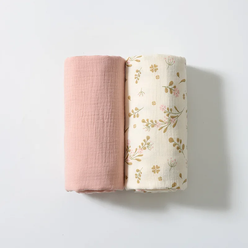 

Pure Cotton 2 Layer Gauze Baby Bath Towel Absorbent Soft Newborn Blanket Bath Bag Quilt 2 Packs