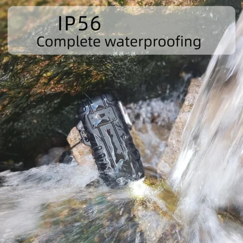 ولاعة سجائر خارجية قابلة لإعادة الشحن مقاومة للماء قابلة للسحب 360 درجة ° ولاعة دوارة من النوع C قابلة لإعادة الشحن مع أضواء للتخييم #4