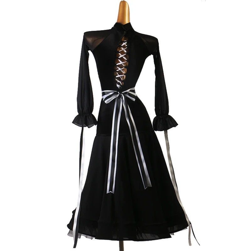

Ballroom Dance Competition Dress For Women Long Sleeve Dress Customized Clothing Waltz Modern Dance Stage Clothes Wear DQL10030