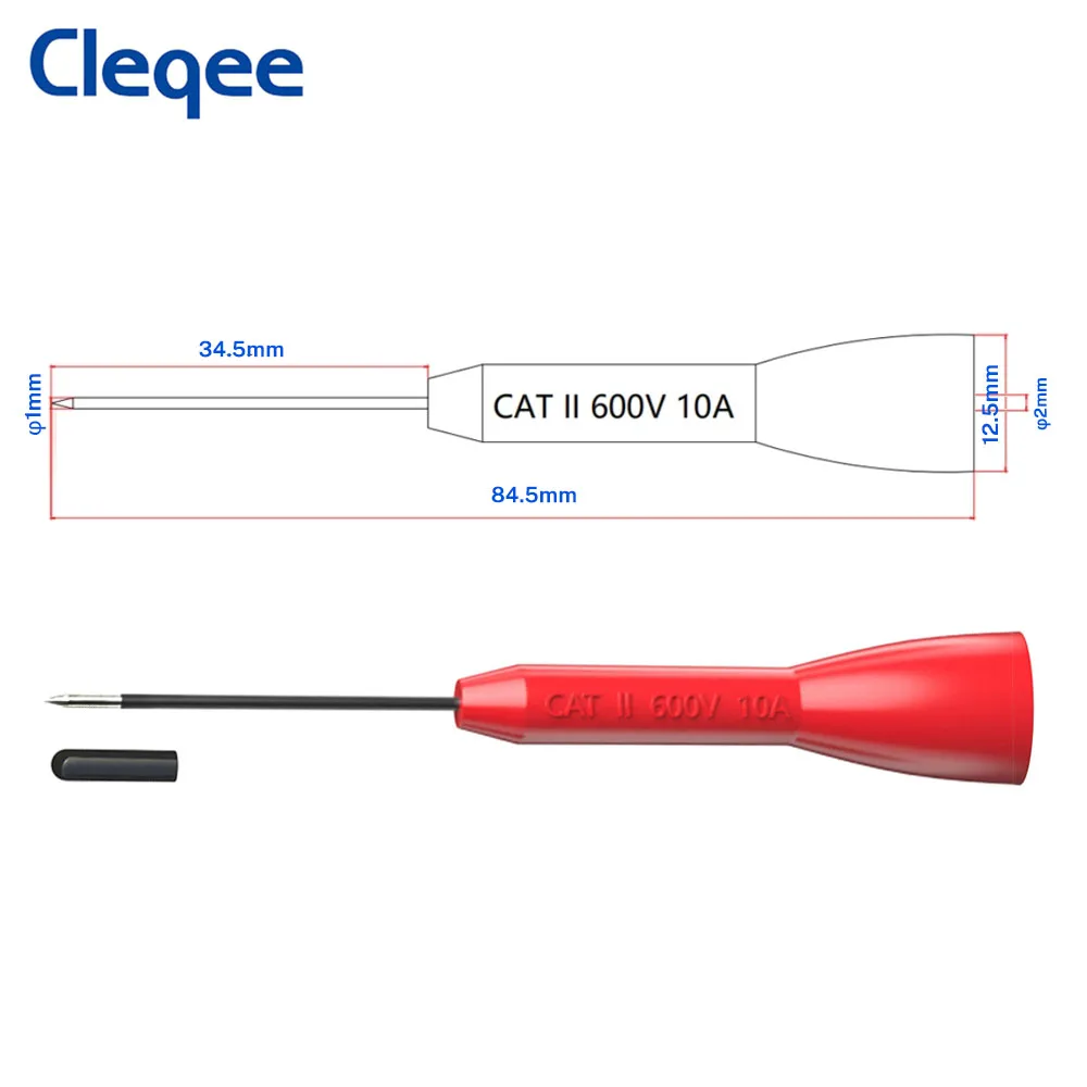 Cleqee P30038 4PCS 1mm Test Probe Insulated Multi-meter Needle Stainless Test Pin for 2mm Banana Plug Test leads