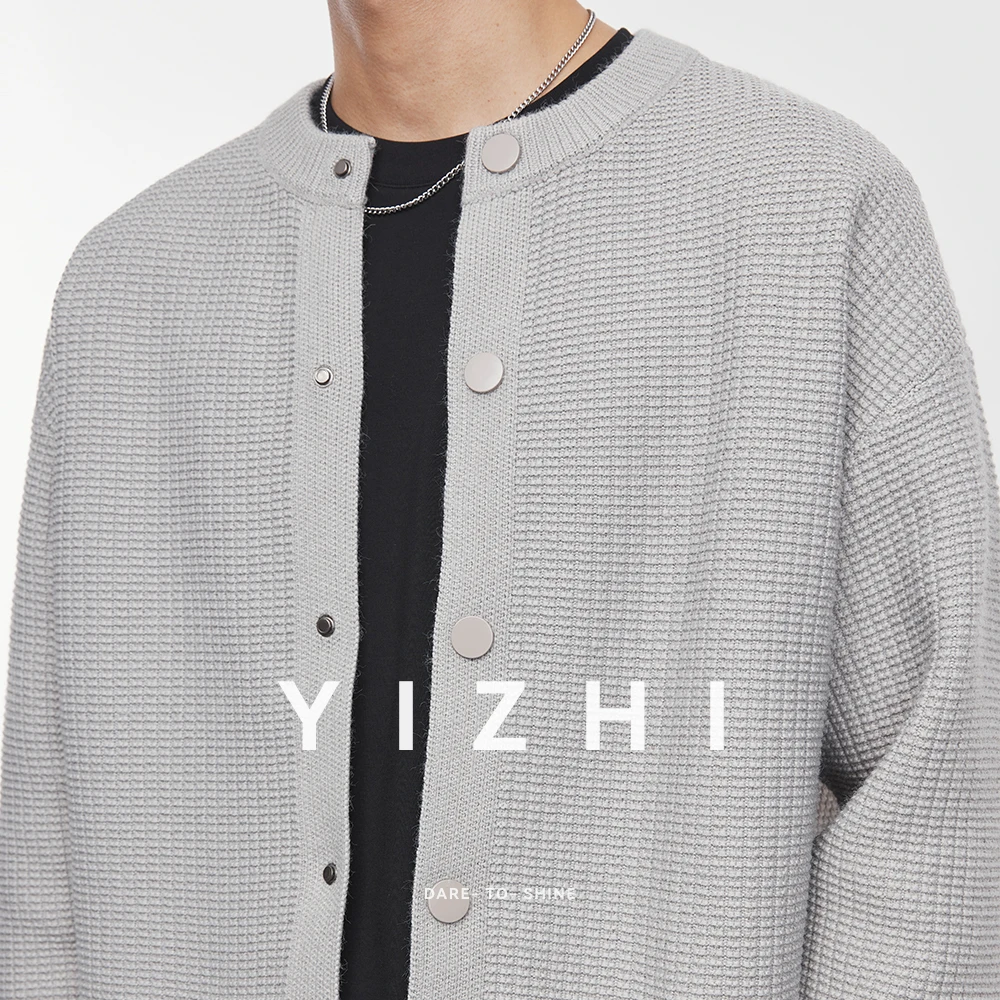 Men's Knitted Cardigan Jacket 2025 Spring and Autumn New Style Solid Color Casual Loose Baseball Jacket Fashion Men's Tops