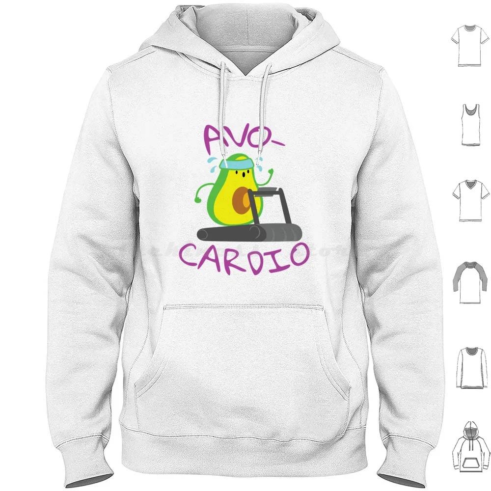 Avo-Cardio Hoodies Long Sleeve Avocado Guac Vegan Fitness Avocado Pun Guacamole Gym Lifestyle Workout Farmer Farming