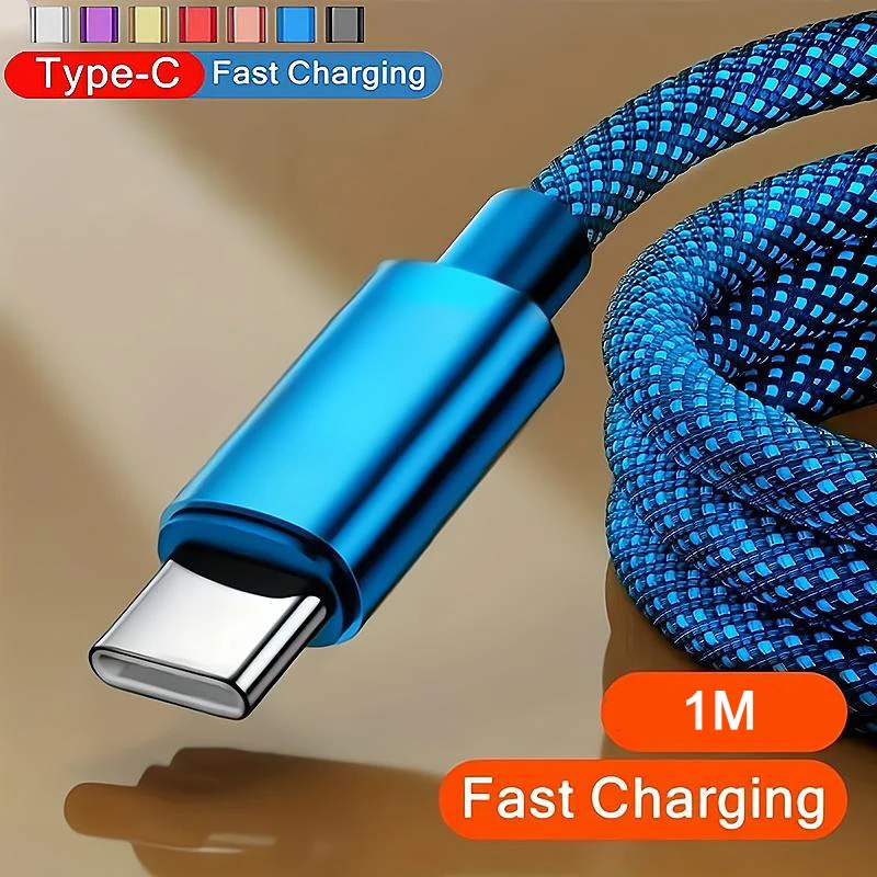 

Type-c USB Cable 1m Data Sync USB Charger Cable For Samsung Huawei Redmi VIVO OPPO Poco Android Phone Nylon Braided USB Cables