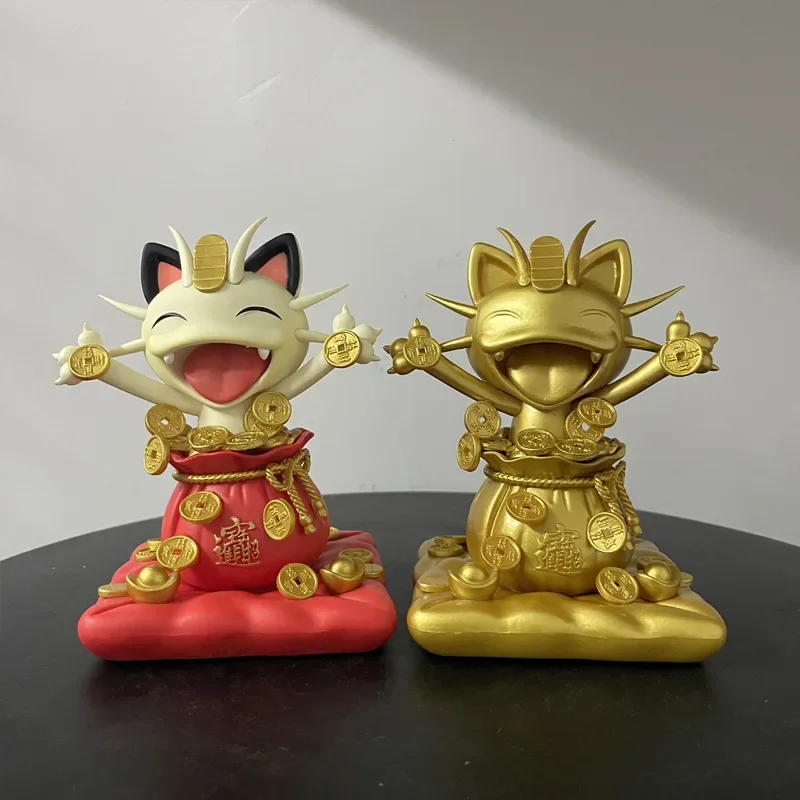 Pokémon Sprinkle Gold Coins Meowth Cute Gk PVC Statue Action Figurine Desk Collectible Anime Model Toys Figures Gift 13cm