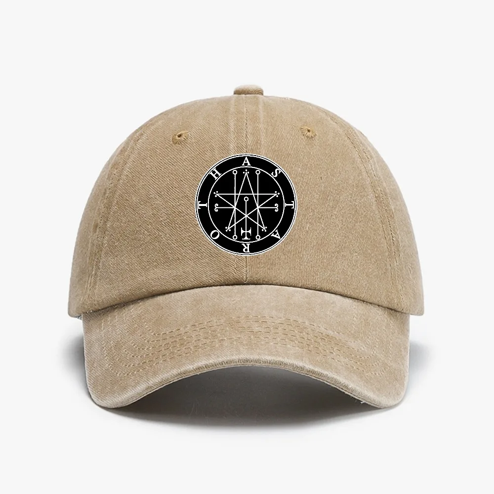 

Astaroth Sigil Goetia Distressed Washed Cowboy Hat Outdoor Summer Adjustable Hats Curved Brim Soft Top Baseball Cap