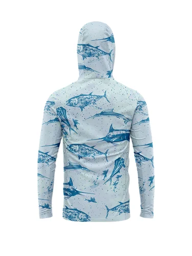 Imagen 2 del producto Camisa de pesca con capucha para hombre, camiseta de pesca de manga larga, ropa de pesca con protección uv