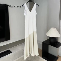 CNlalaxury abito senza maniche Sexy da donna 2024 Summer White Streetwear elegante canotta con scollo a V abiti Casual da festa Vestidos