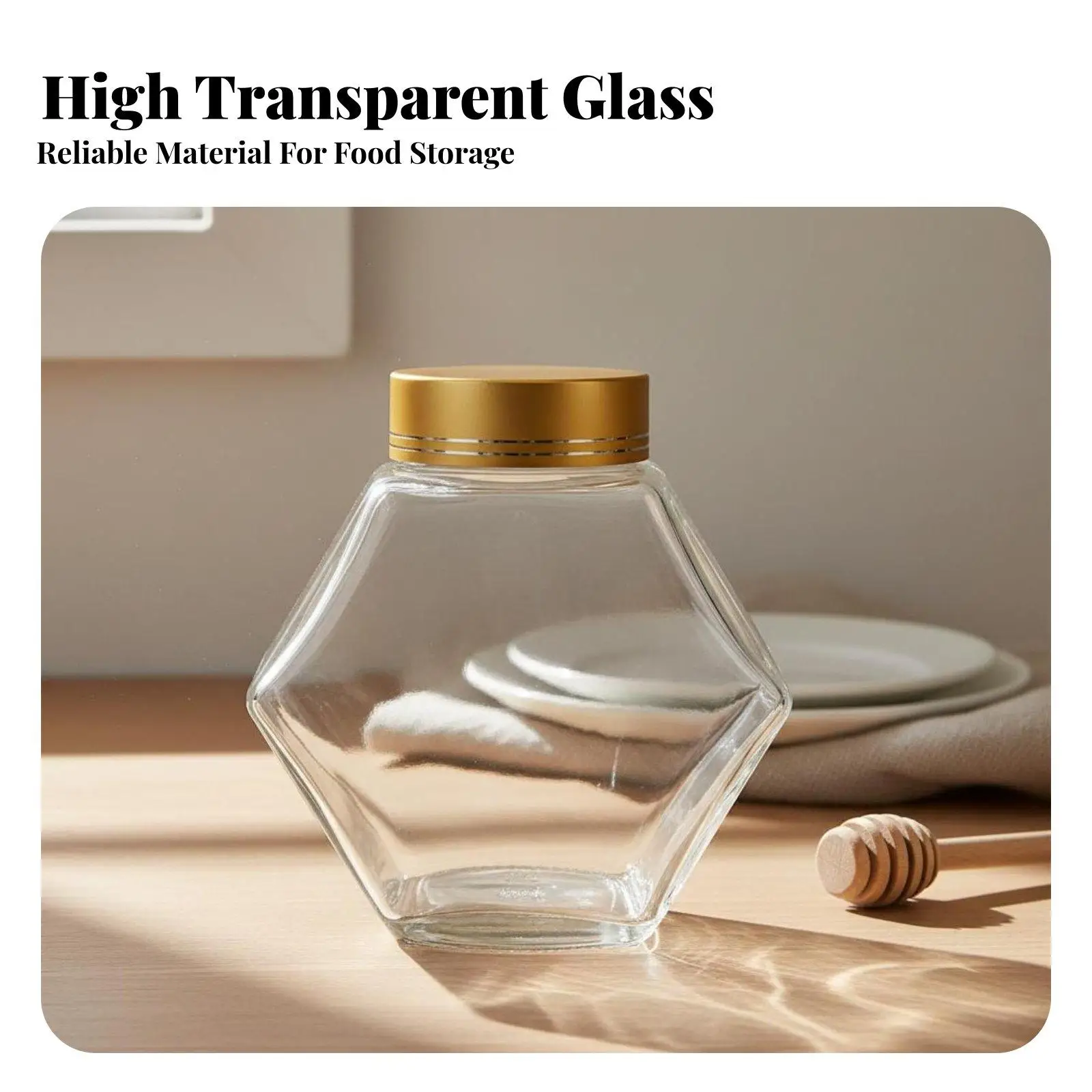 Mini Glass Container with Airtight Lid for Honey Dispenser Kitchen Pantry