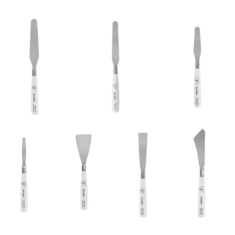 7pcs aço inoxidável espátula pintura paleta ferramenta alça ferramenta paleta