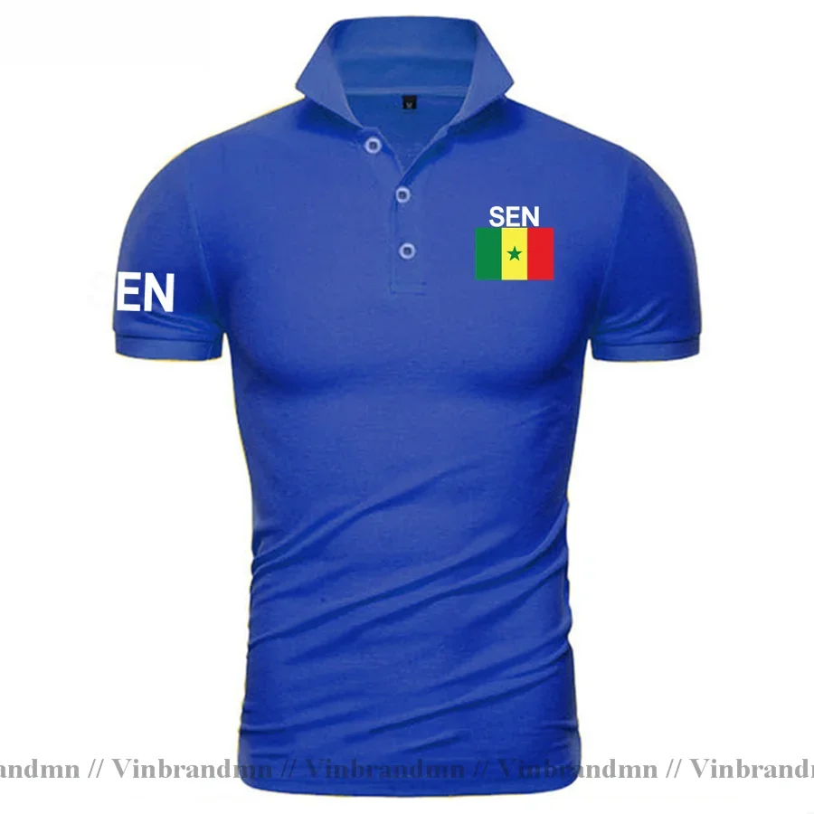 Senegal SEN Polo Shirts Mens Fashion Meeting Shirt Classic Short Sleeve Brand Polos 100% Cotton Tops Nation Team Flag Senegalese