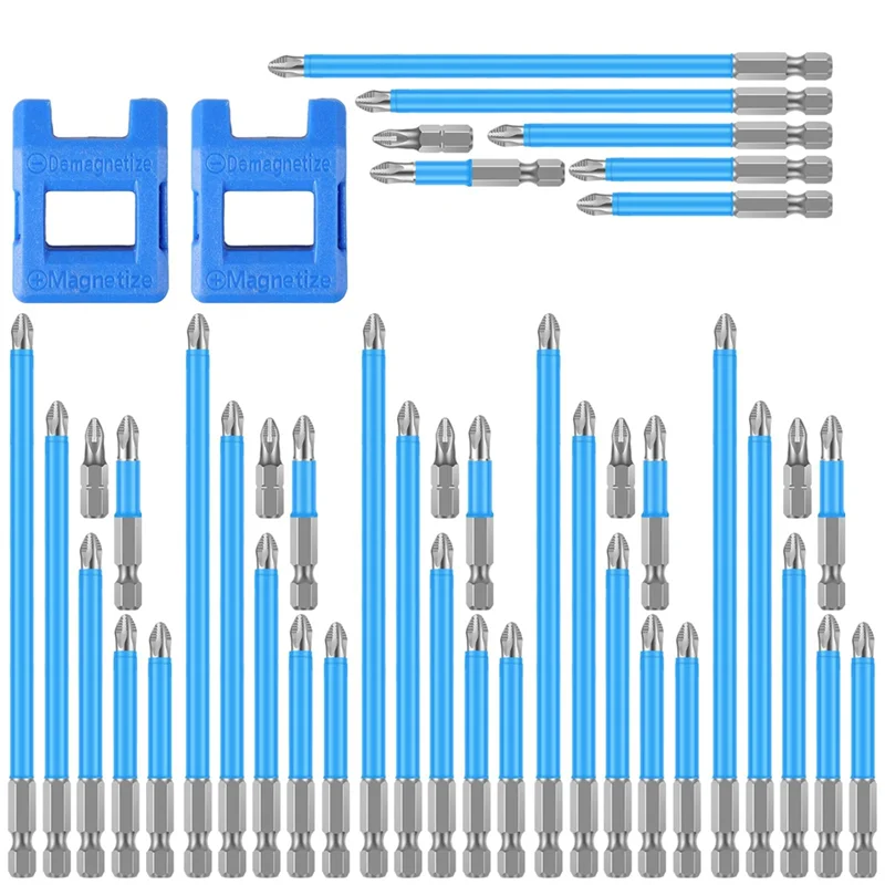

AT63-42 Pcs Magnetic Screwdriver Bit Set 1/4 Inch Hex Shank Impact Driver Bit 1"- 6" Length Steel Anti Slip Drill Bits