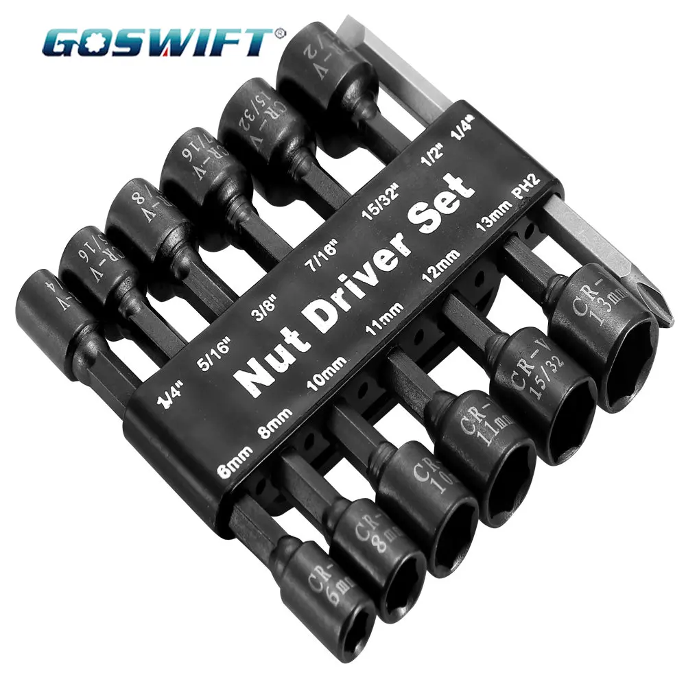 14 Pcs Magnetic Hexagon Nut Driver Drill Bit Socket Screwdriver Wrench Set for Wrench 1/4 Inch Electric Screwdriver Handle Tools