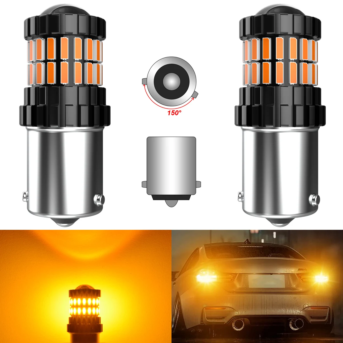 2Pcs 7507 LED Bulb PY21W BAU15S LED Bulbs Amber White Red Super Bright 2600LM For Turn Signal Lights CANBUS Error Free Mini Size