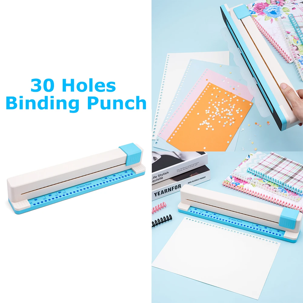 

30 Holes Binding Punch/Loose Leaf Paper Punch Machine/Portable Hand Pushed Multi-Hole Puncher for DIY Scrapbooking Paper Cards