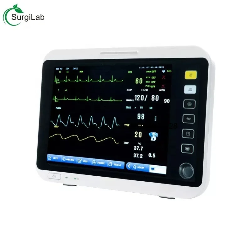 Hot selling 12 inch Screen Multi-parameter Veterinary  Spo2 Ecg Nibp Monitor Option Animal  Signs Monitor