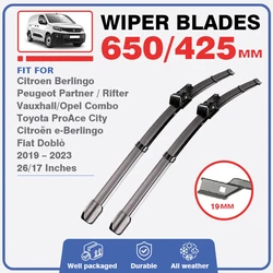 Front Wiper Blade For Citroen Berlingo e-Berlingo K9 Peugeot Partner Rifter Vauxhall Opel Combo E Toyota ProAce City 2019 – 2023