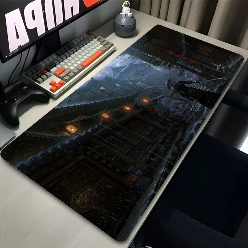 Alfombrilla de ratón Dark Castle XXL para PC, accesorios para juegos, alfombrilla para ordenador portátil, Anime, teclado, alfombra, Luna, nubes, paisaje, alfombrilla de escritorio