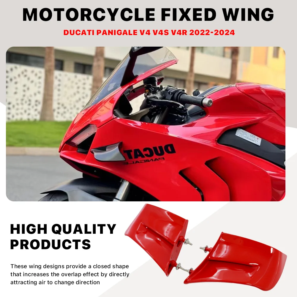 

Motorcycle Fixed Wing Spoiler Fairing For DUCATI Panigale V4 V4S V4R 2022 2023 2024 ABS Plastic Front Aerodynamic Side Winglet