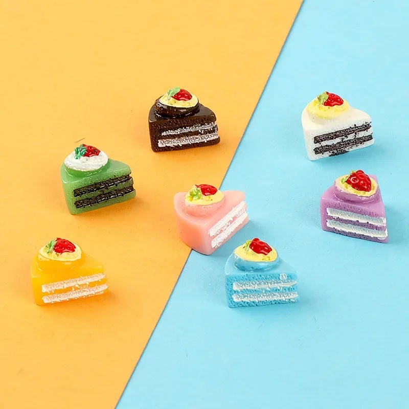 10pcs 3D Mini Resin Cake Flatback Cabochon Charms Kawaii Dollhouse Miniatures DIY Scrapbooking Craft Accessories