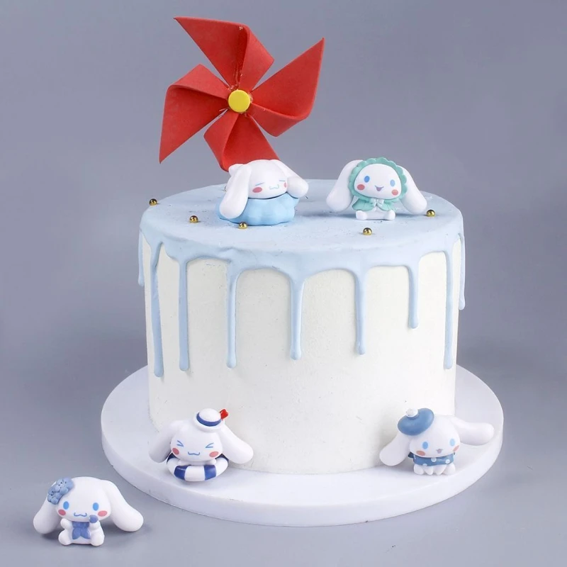 

Милая мультяшная анимация Cinnamoroll, серия плавательных колец, трехмерные фигурки, кукла, торт, автомобиль, украшение для рабочего стола, праздничный подарок